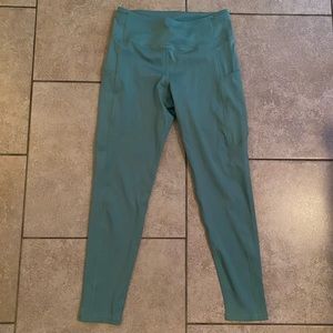 Teal Compression Athletic Leggings with Pockets